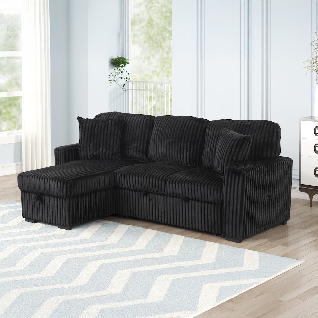 Plush Sectional in Black, Cream and Gray