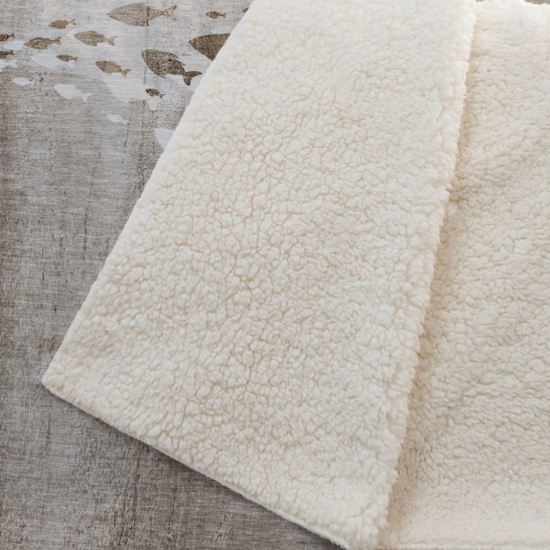 Premium Machine Washable Modern Sea Life Sherpa Throw Blanket
