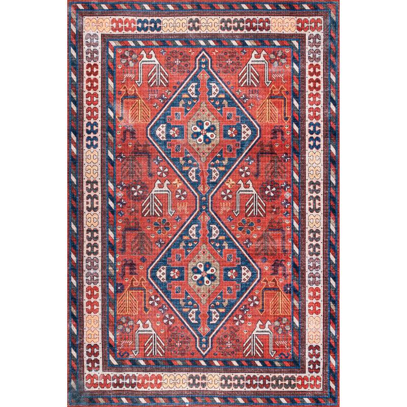 Nuloom Damaris Splashguard Medallion Machine Washable Area Rug