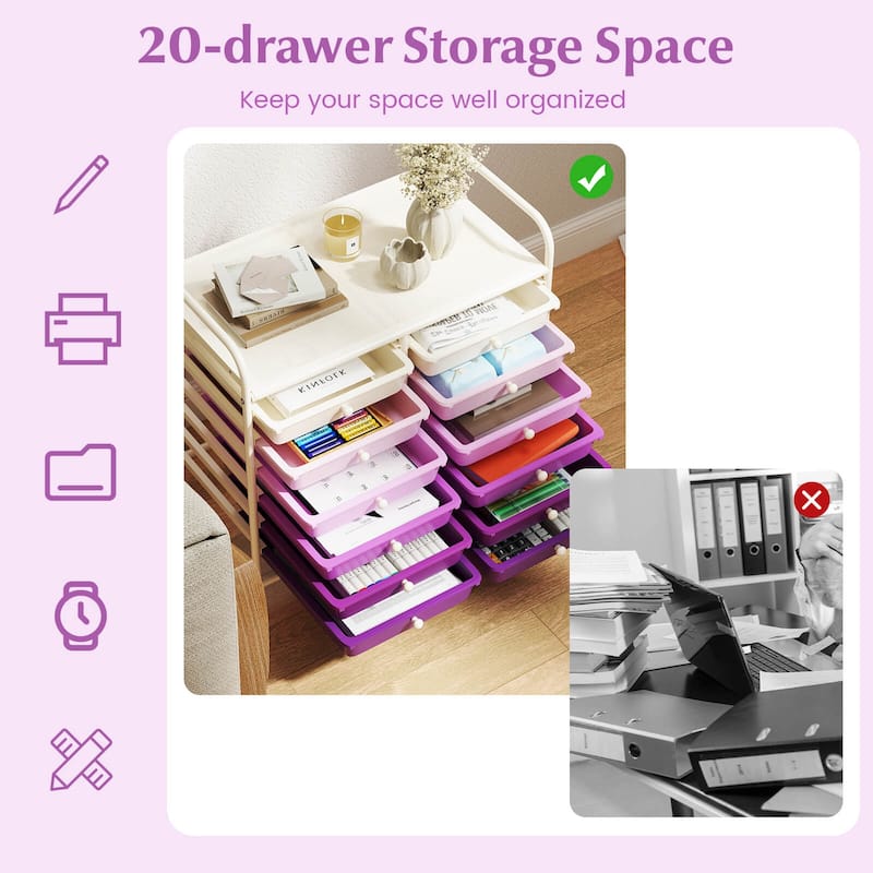 Costway 12 Drawers Rolling Cart Storage Scrapbook Paper Studio - See Details