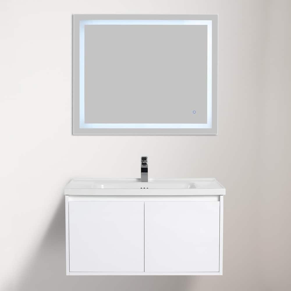 Blossom 36" Wall-Mounted Bathroom Vanity with Ceramic Sink, Soft-Close