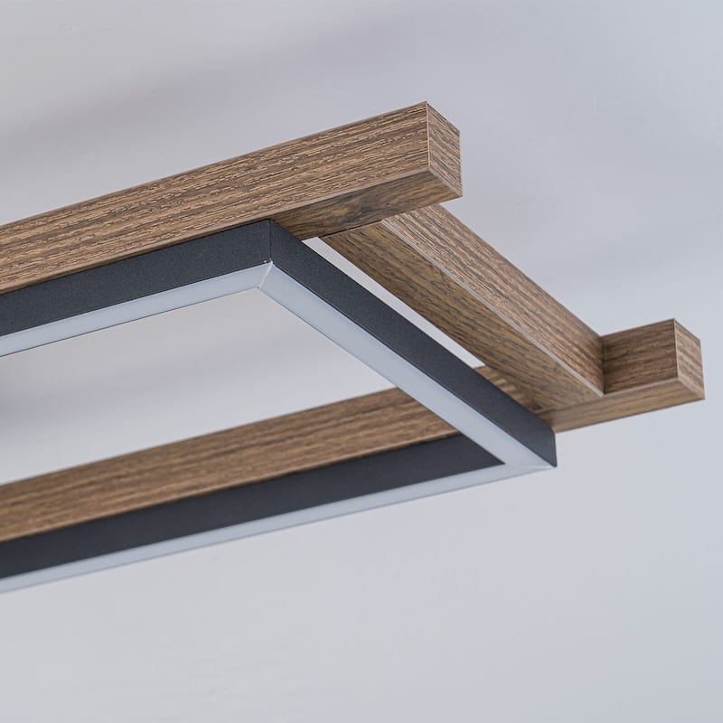 Integrated LED Rectangle Wood Semi Flush Mount Ceiling Light for Hallway Foyer