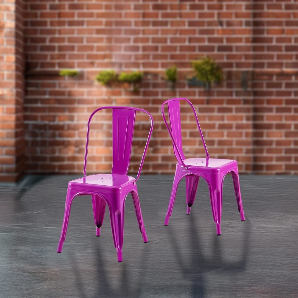 Industrial Metal 18 Inch Stackable Dining Chair Set