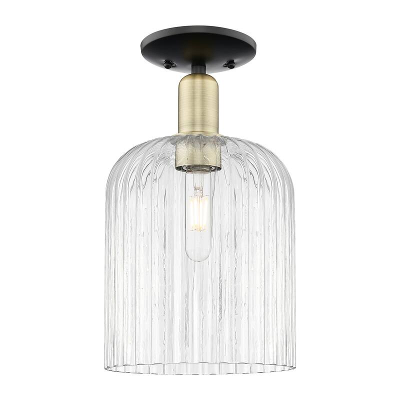 Innovations Lighting 716-1C-14-8 Bridal Veil Semi-Flush Bridal Veil 8" - Black Antique Brass / Clear