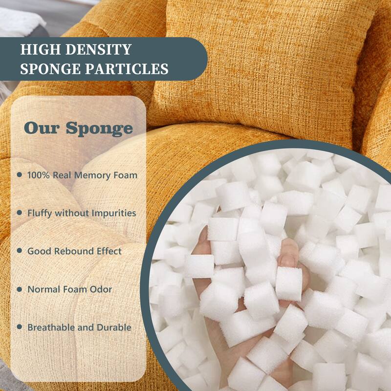 HOMEFUN Comfortable Beanbag sofa, with memory foam filler, can rotate super large round sofa