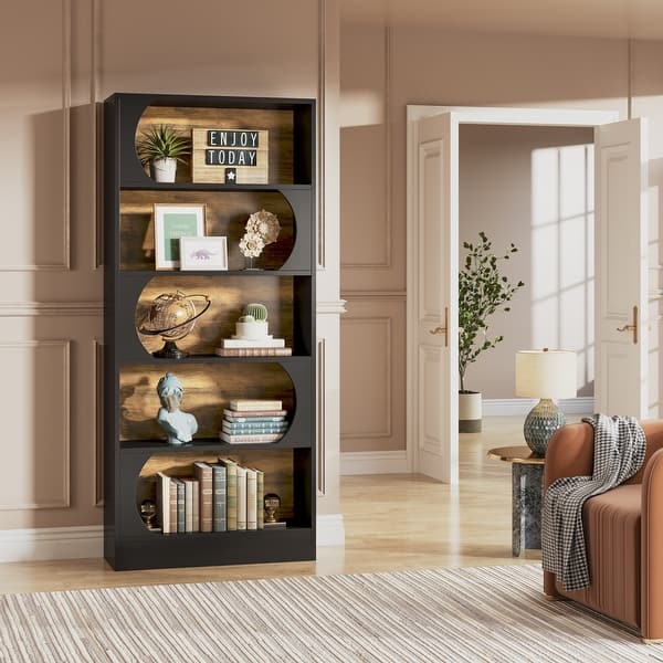 71 Tall Adjustable Shelves 5-Shelf Wood Bookcase Shelf Storage, True
