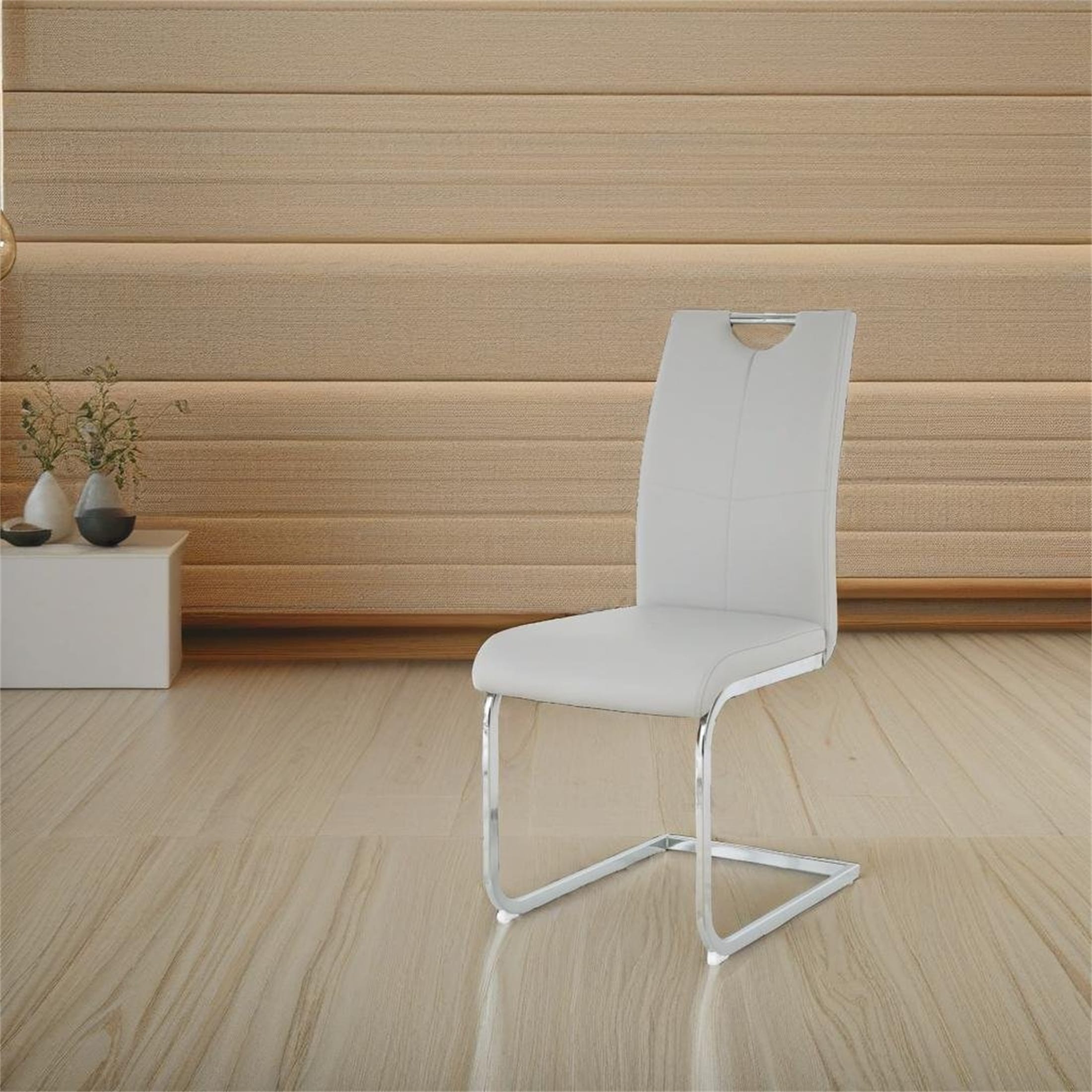 Modern Dining Chairs with Faux Leather Padded Seat Set of 2