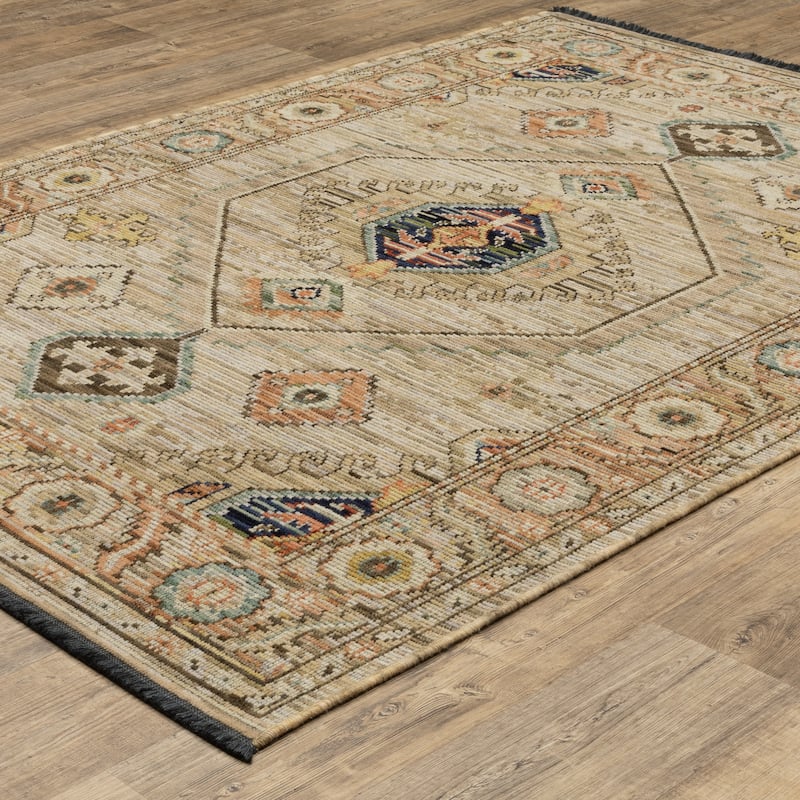 Landon Traditional Medallion Wool Blend Area Rug