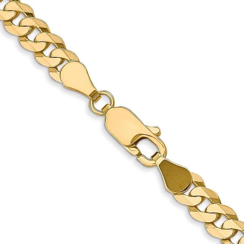 Curata 14k Yellow Gold Solid Polished 4.6mm Beveled Curb Bracelet