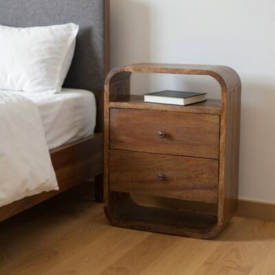 HomeRoots 22" Chestnut Solid Wood Two Drawer Nightstand