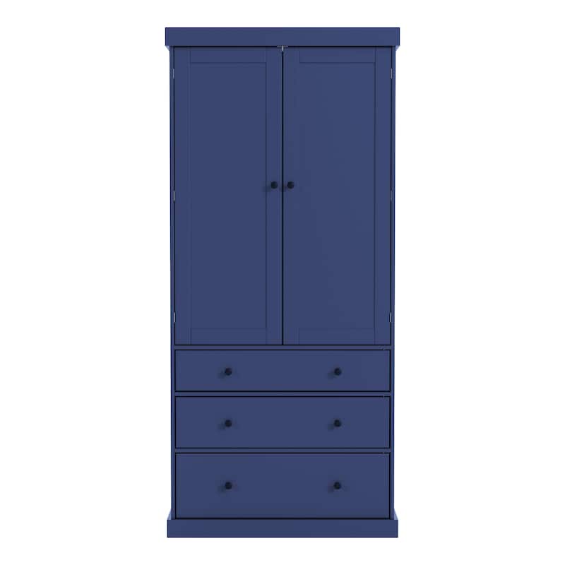 77"Farmhouse Kitchen Pantry, Freestanding Tall Cupboard Storage Cabinet with 3 Adjustable Shelves, 8 Door Shelves, 3 Drawers