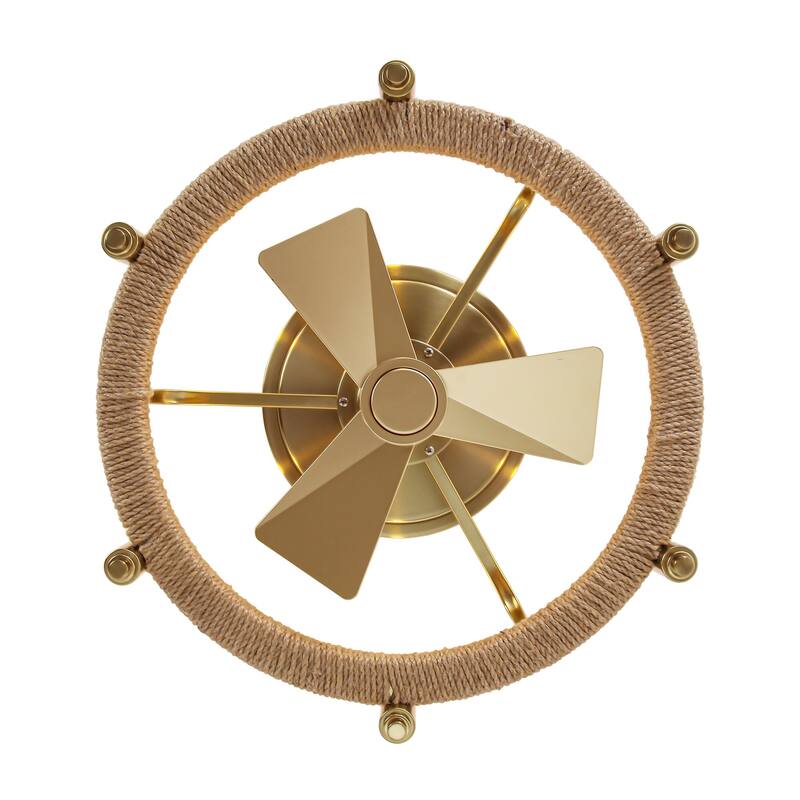 20" 6-Light Flush Mount Gold Ceiling Fan with Light