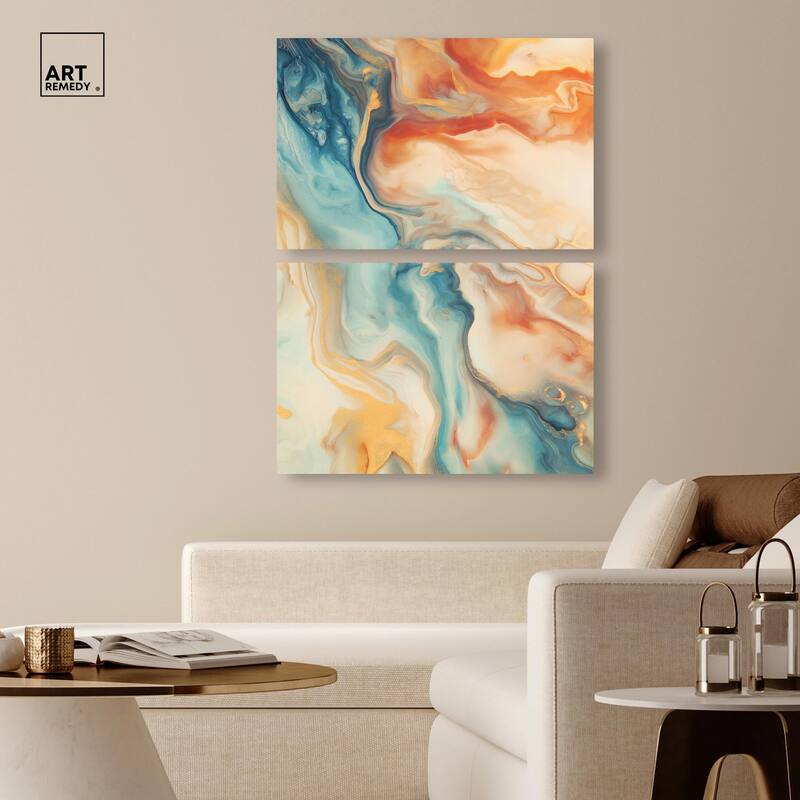 Marbled Sunrise II Canvas Set of 2 by Art Remedy, Gallery Wrapped