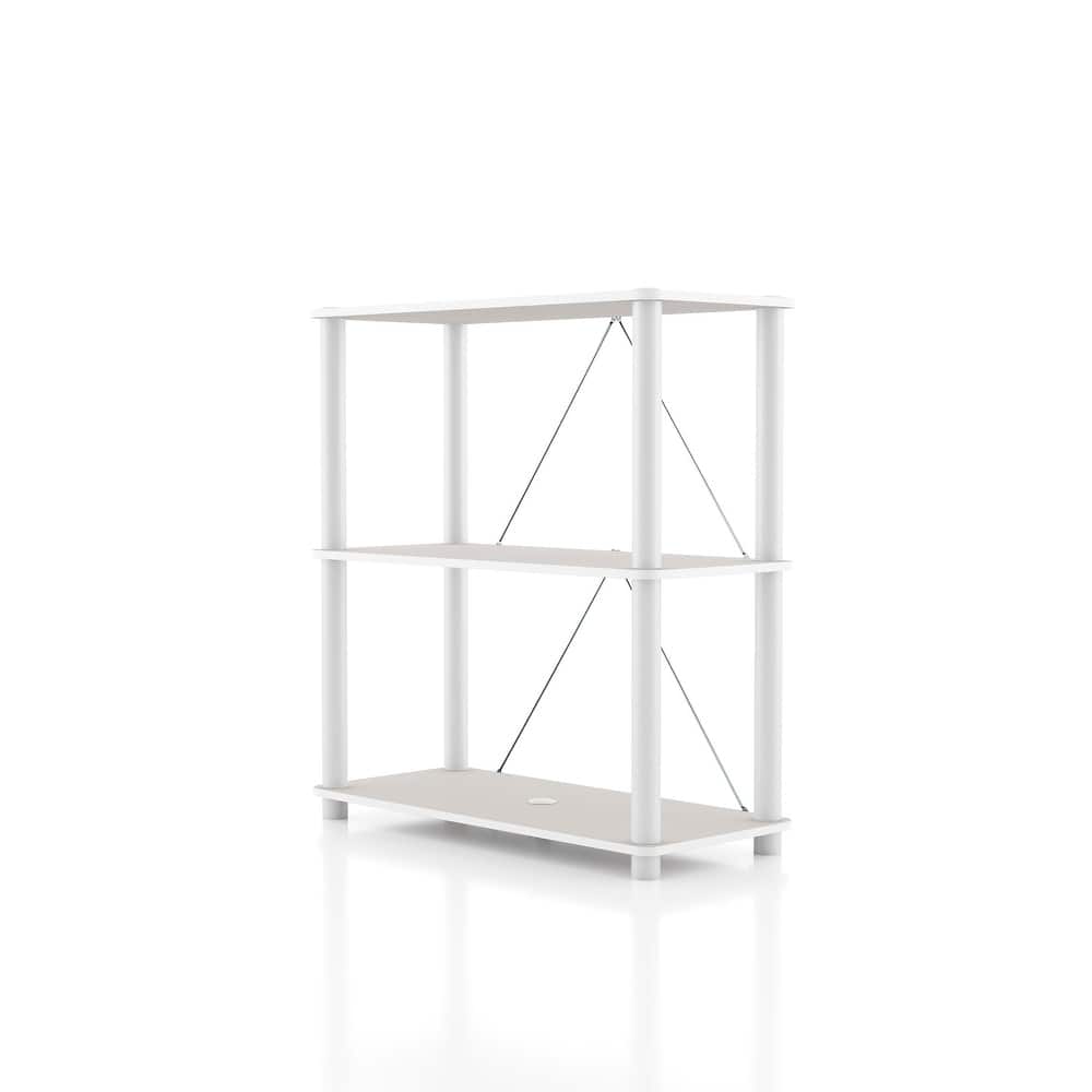 247 Shop At Home Modern Wood Shelving Unit with storage - Tier Shelves, Cube Ladder Shelf