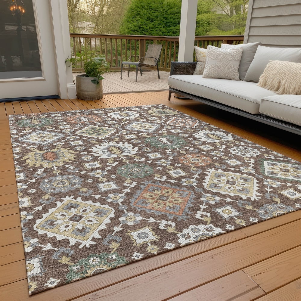Machine Washable Indoor/Outdoor Boho Global Chantille Rug