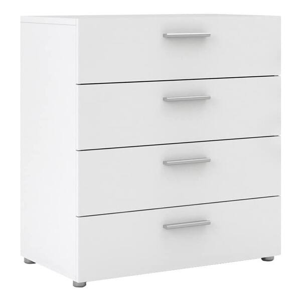 Contemporary 4 Drawer Engineered Wood Chest in White Bed Bath