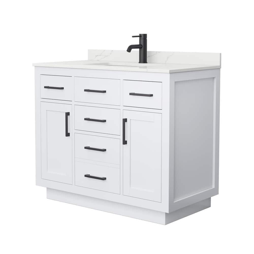 Beckett TK 42-inch Single Vanity, Single Hole Quartz Top