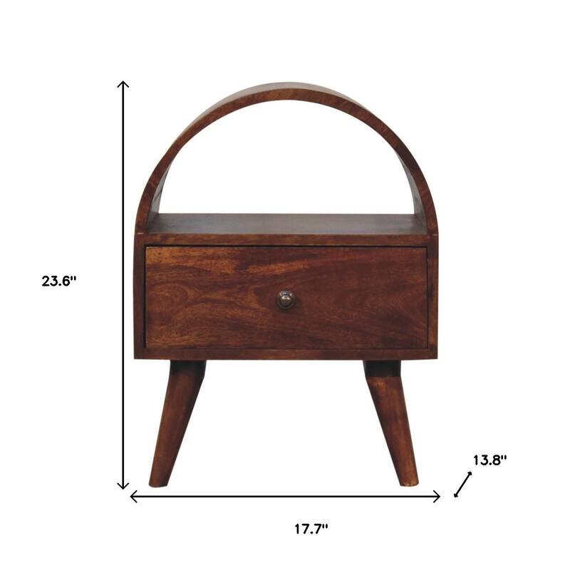 HomeRoots 24" Chestnut Solid Wood Oval Top One Drawer Nightstand