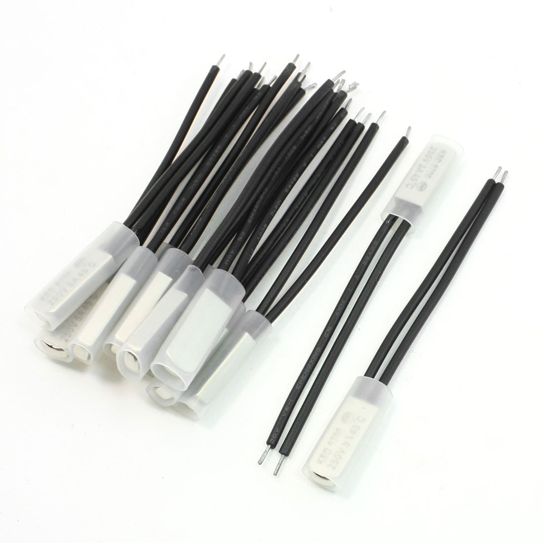 250V 5Amp NC. 45C Bimetal Thermostat Temperature Sensor Control Switch 12 PCS - Black