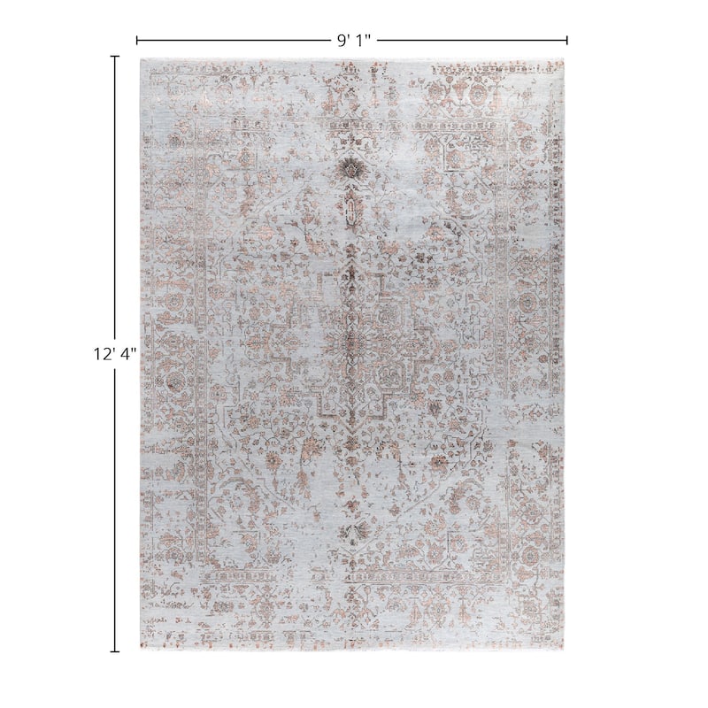 Ikat One-of-a-Kind Handmade Area Rug - Gray, 9' 1" x 12' 4" - 9' 1" x 12' 4"