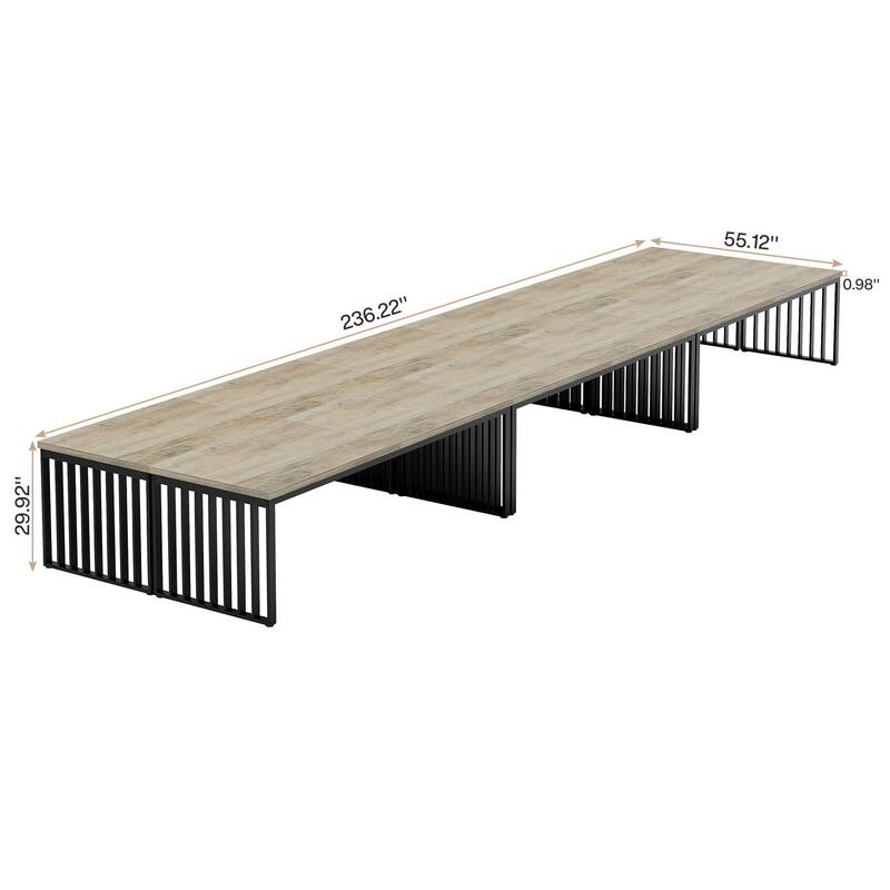 Small Conference Room Table for 4, Industiral Long Meeting Table - 2-pieces