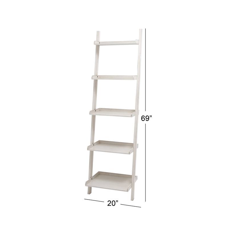 White or Brown Wood 5 Shelves Shelving Unit