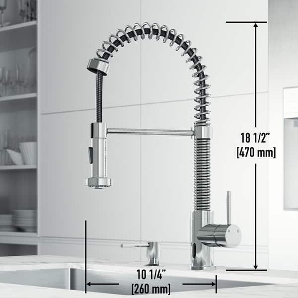 dimension image slide 2 of 16, VIGO Edison 19" H Single Handle Pull-Down Sprayer Kitchen Faucet Set with Touchless Sensor