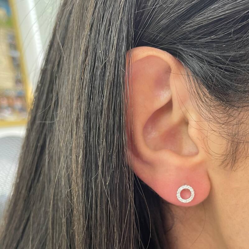 Joelle Collection Open Circle Diamond Stud Earrings 14K Gold