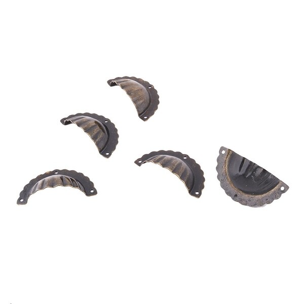 Retro Style Shell Cupboard Drawer Pull Handle Semicircle Knob Bronze Tone 5 PCS