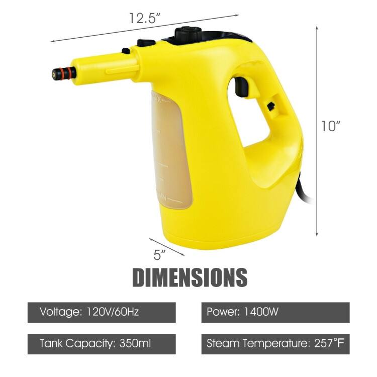 Powerful 1400W Handheld Steam Cleaner with 17 Accessories for Versatile Household Cleaning - 13" x 5" x 9.5" (L x W x H)