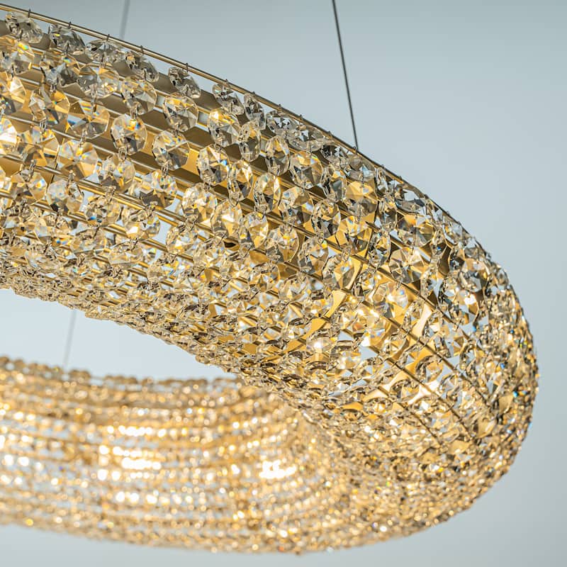 14/18 Light Unique/Statement Soft Gold Wagon Wheel Chandelier With Crystal Beads Accents
