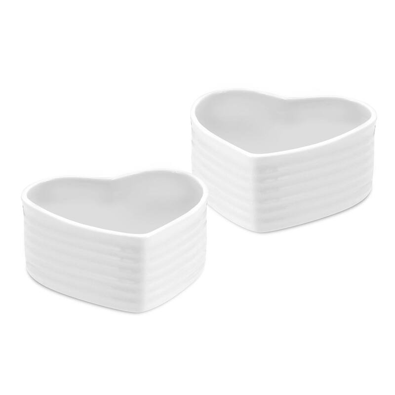 Portmeirion Sophie Conran Garden White Heart Shaped Ramekins - 4 inch