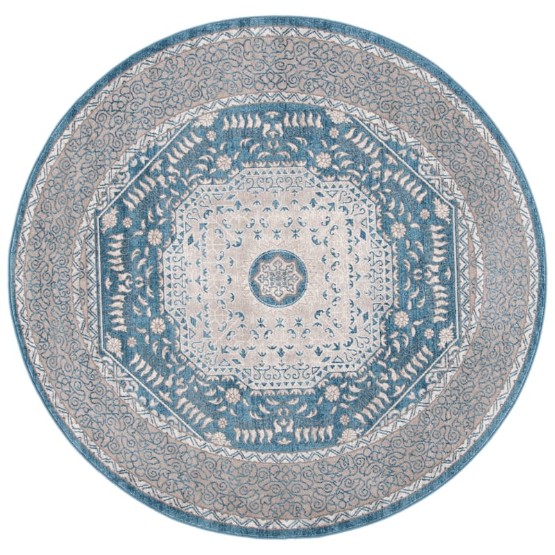 SAFAVIEH Sofia Glenna Vintage Oriental Medallion Rug - 6'7" Round - Blue/Beige