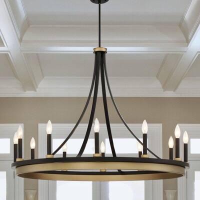 Acroma 12 Light 40In Modern Farmhouse Wagon Wheel Chandelier-UL