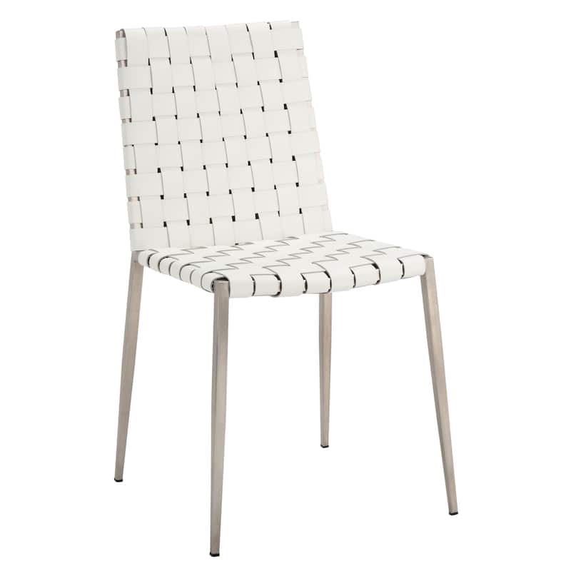 SAFAVIEH Monnie Woven Leather Dining Chair (Set of 2) - 15.8" W x 19.8" L x 33.5" H - 16Wx20Dx34H