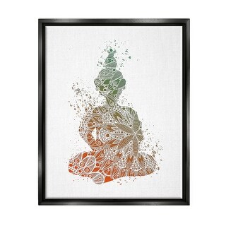 Stupell Modern Floral Buddha Framed Floater Canvas Wall Art Design by ...