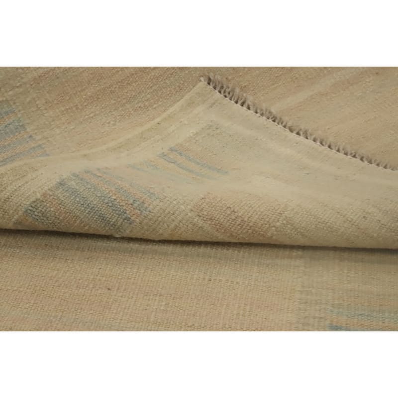 Hand Woven Oriental 100% Wool Carpet Southwestern Tribal Beige & Ivories Kilim Runner Rug - 7' 11'' X 2' 2''