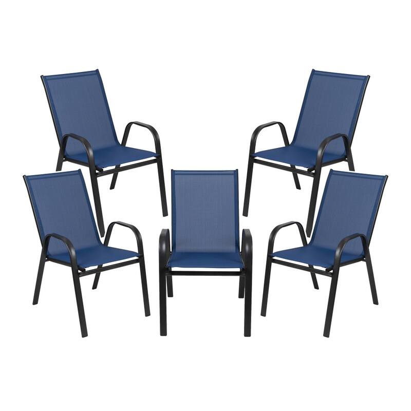 5 Pack Outdoor Stack Chair with Flex Comfort Material - Patio Stack Chair