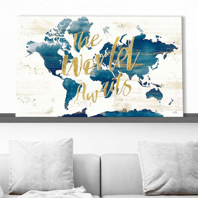 "Desert Blooms Abstact Map The World" by Print on Canvas