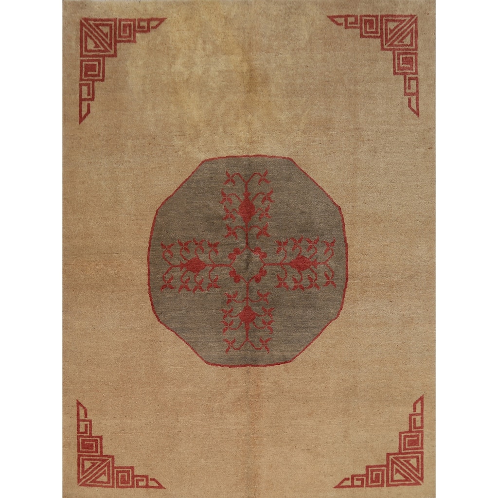 Medallion Gabbeh Oriental Rug Handmade Wool Carpet - 5'7"x 6'6"