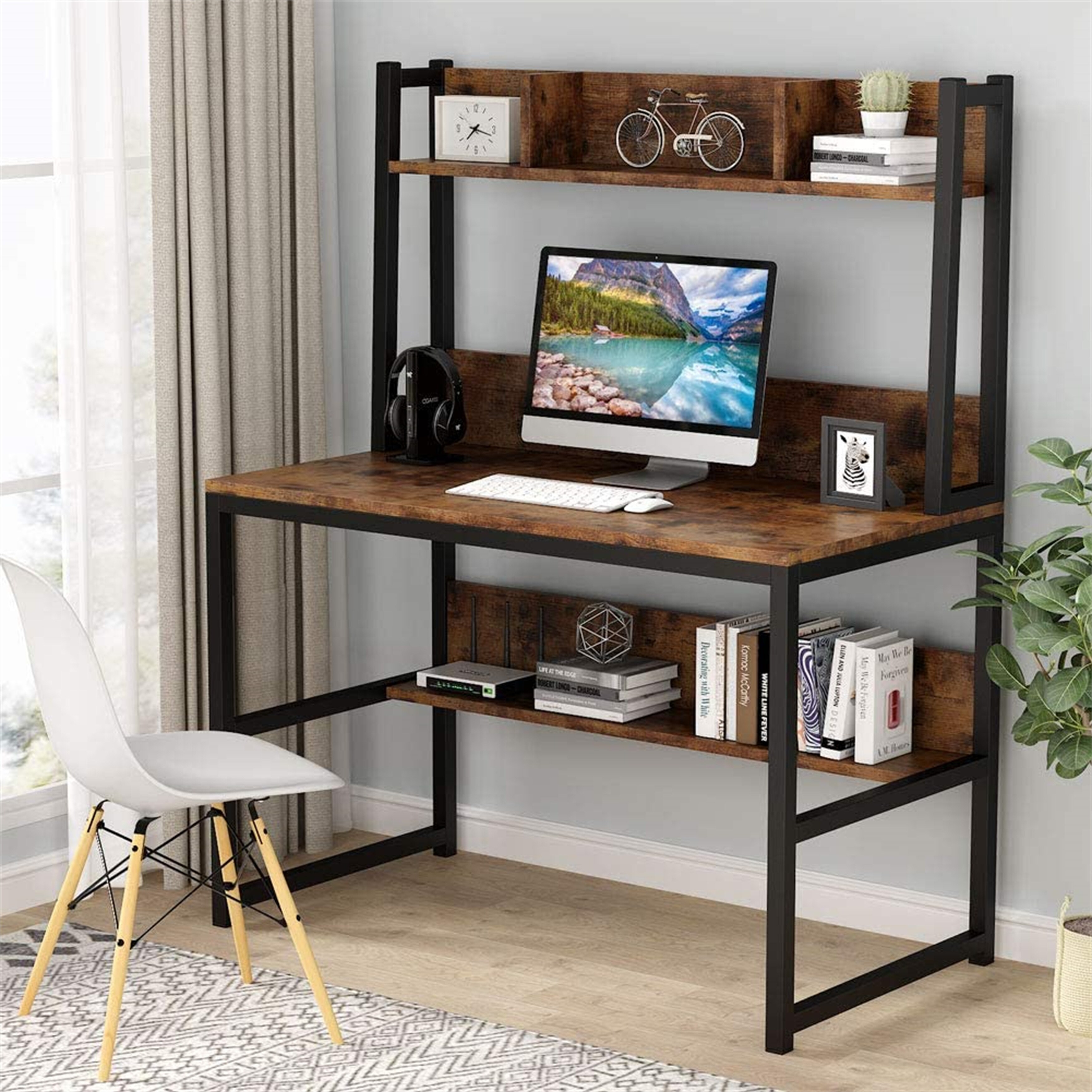 Computer Desk Home Office Desk Study Desk with Hutch and Shelves On Sale Bed Bath Beyond 35682143