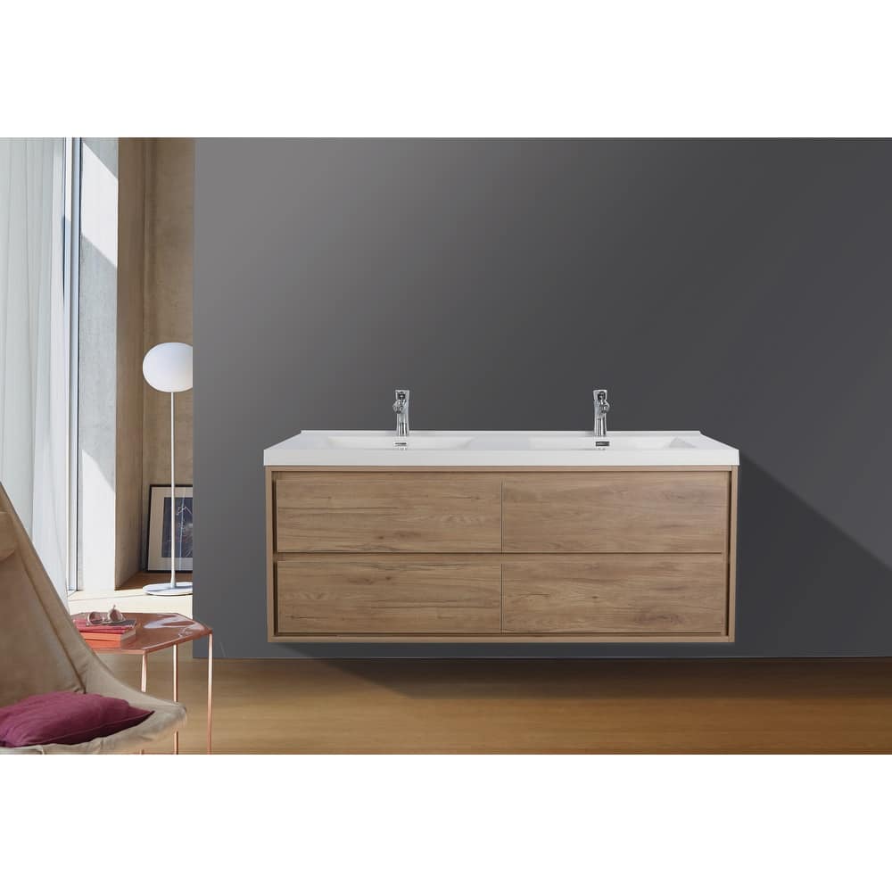 Sage 48" wall mounted bathroom vanity with double basin acrylic top