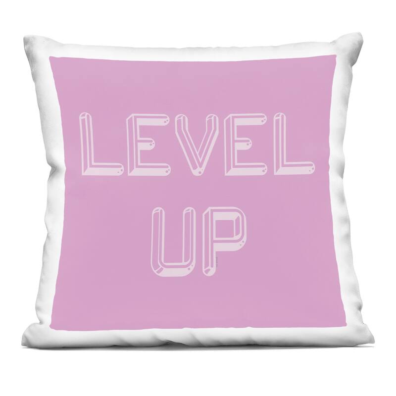 Stupell Level Up Purple & White Decorative Printed Throw Pillow Design by Yass Naffas Designs - Accent - Polyester - Purple - Single