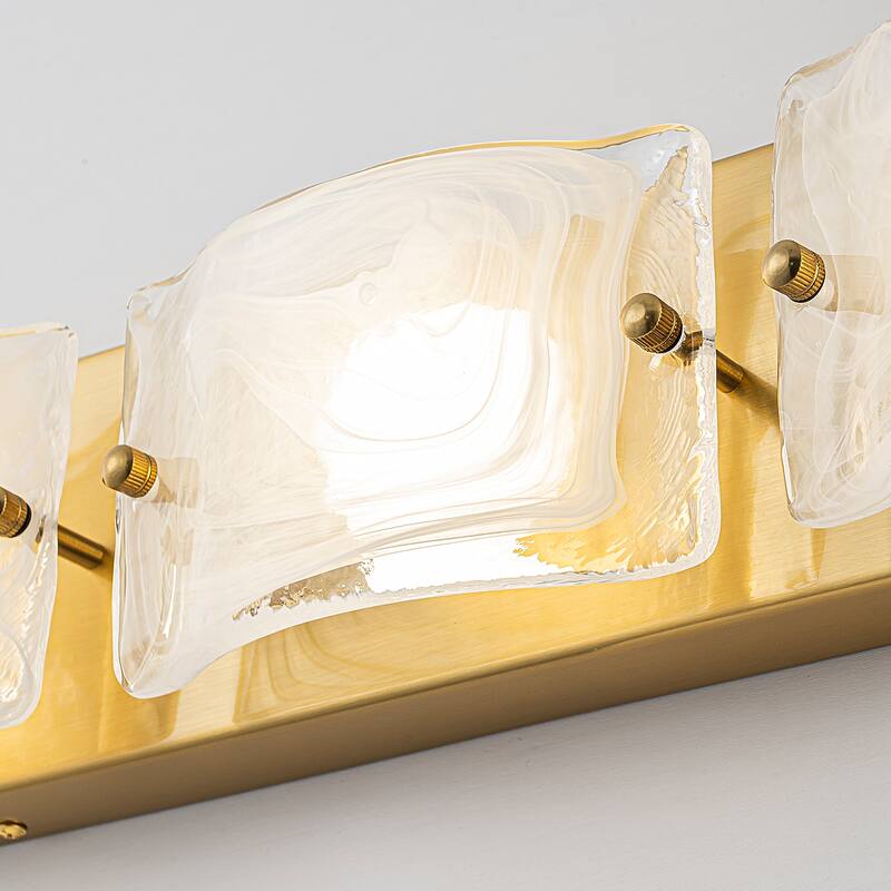 3-Light Modern Glass Bathroom Vanity Light with Handcrafted Curved Cloud Glass