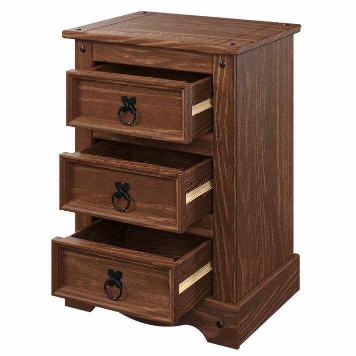 Wood Nighstand 3 Drawers Corona | Furniture Dash