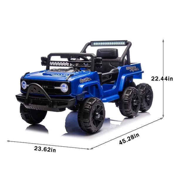 dimension image slide 2 of 4, 12V Kids Electric Ride-On Car with truck car Remote Control, 4 Motors, Bluetooth, LED& Power Display - Battery Powered Vehicle