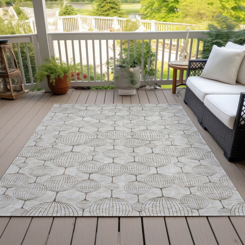Machine Washable Indoor/ Outdoor Chantille Modern Decor Rug - Beige - 8' x 10'