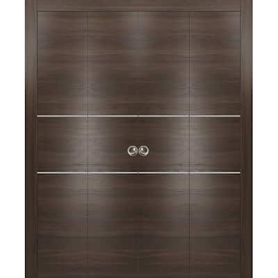 Double Bi-fold Doors Planum 0110 Chocolate Ash with Sturdy Tracks