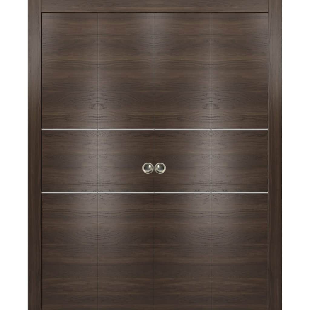 Double Bi-fold Doors Planum 0110 Chocolate Ash with Sturdy Tracks