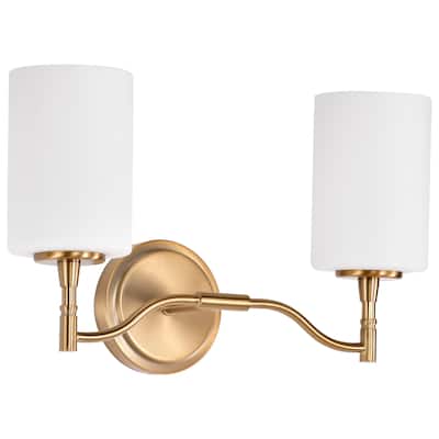 Liam 2 Light Vanity Burnished Brass White Opal Glass - Burnished Brass